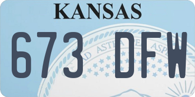 KS license plate 673DFW