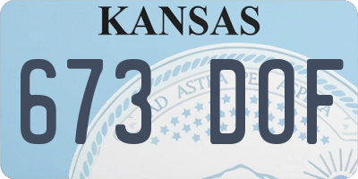KS license plate 673DOF