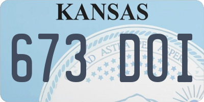 KS license plate 673DOI