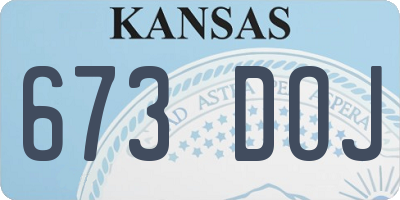 KS license plate 673DOJ