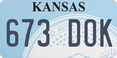 KS license plate 673DOK