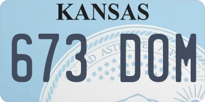 KS license plate 673DOM