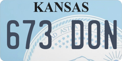 KS license plate 673DON
