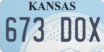 KS license plate 673DOX