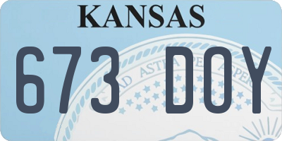 KS license plate 673DOY