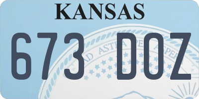 KS license plate 673DOZ