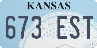 KS license plate 673EST