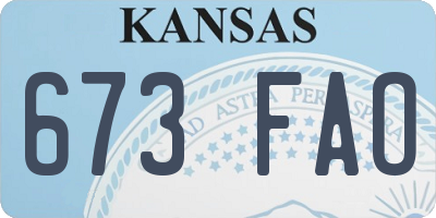 KS license plate 673FAO