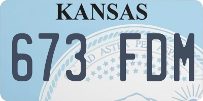 KS license plate 673FDM