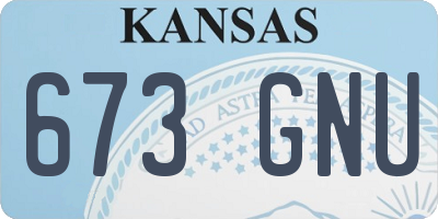 KS license plate 673GNU