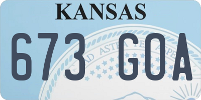 KS license plate 673GOA