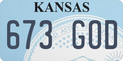 KS license plate 673GOD