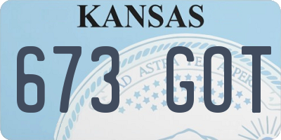 KS license plate 673GOT
