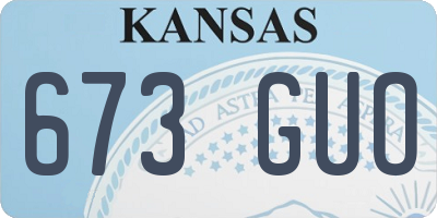 KS license plate 673GUO