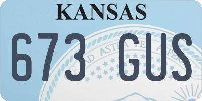 KS license plate 673GUS