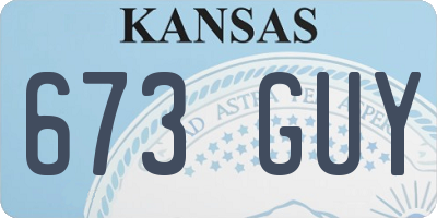 KS license plate 673GUY