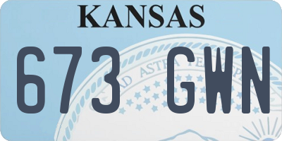 KS license plate 673GWN
