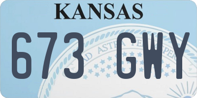 KS license plate 673GWY