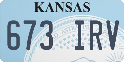 KS license plate 673IRV