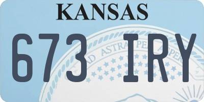 KS license plate 673IRY