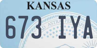 KS license plate 673IYA