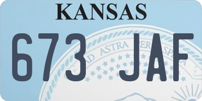 KS license plate 673JAF
