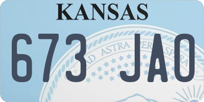 KS license plate 673JAO