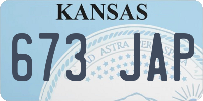 KS license plate 673JAP
