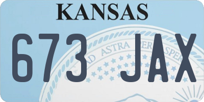 KS license plate 673JAX