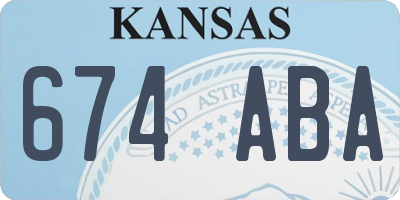 KS license plate 674ABA