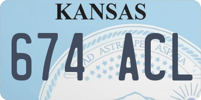 KS license plate 674ACL
