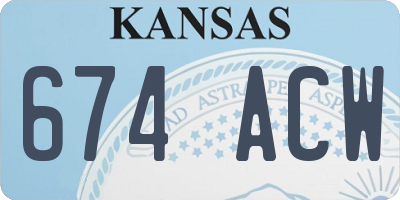 KS license plate 674ACW