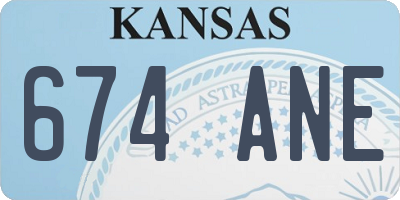 KS license plate 674ANE