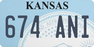 KS license plate 674ANI