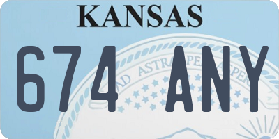 KS license plate 674ANY