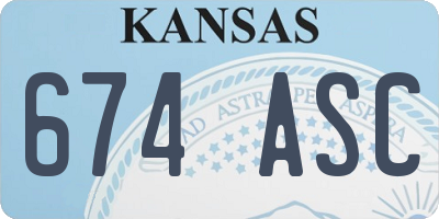 KS license plate 674ASC