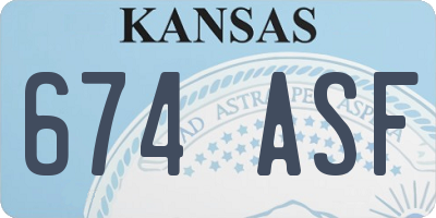 KS license plate 674ASF