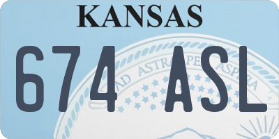 KS license plate 674ASL