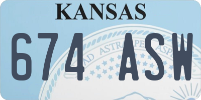 KS license plate 674ASW