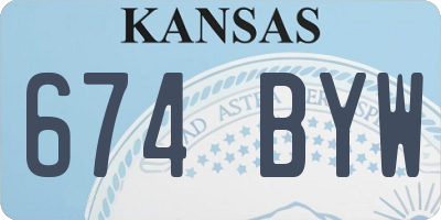 KS license plate 674BYW