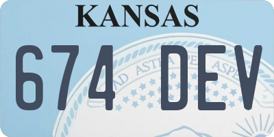KS license plate 674DEV