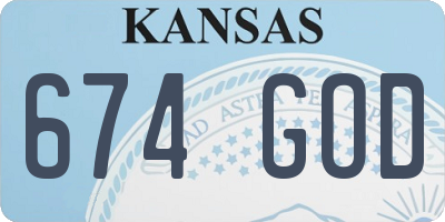 KS license plate 674GOD