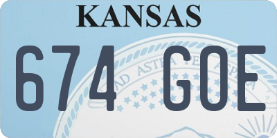 KS license plate 674GOE