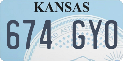 KS license plate 674GYO