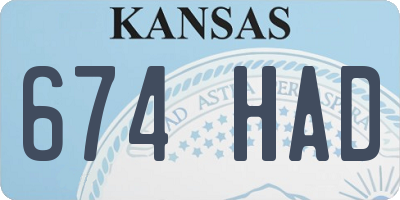 KS license plate 674HAD