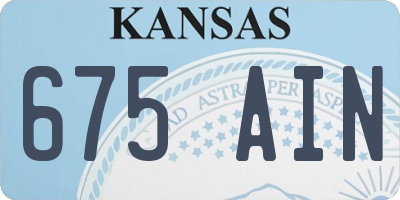 KS license plate 675AIN