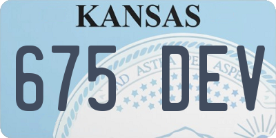 KS license plate 675DEV
