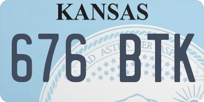 KS license plate 676BTK