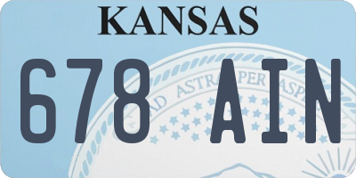KS license plate 678AIN