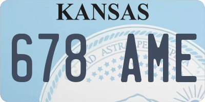 KS license plate 678AME